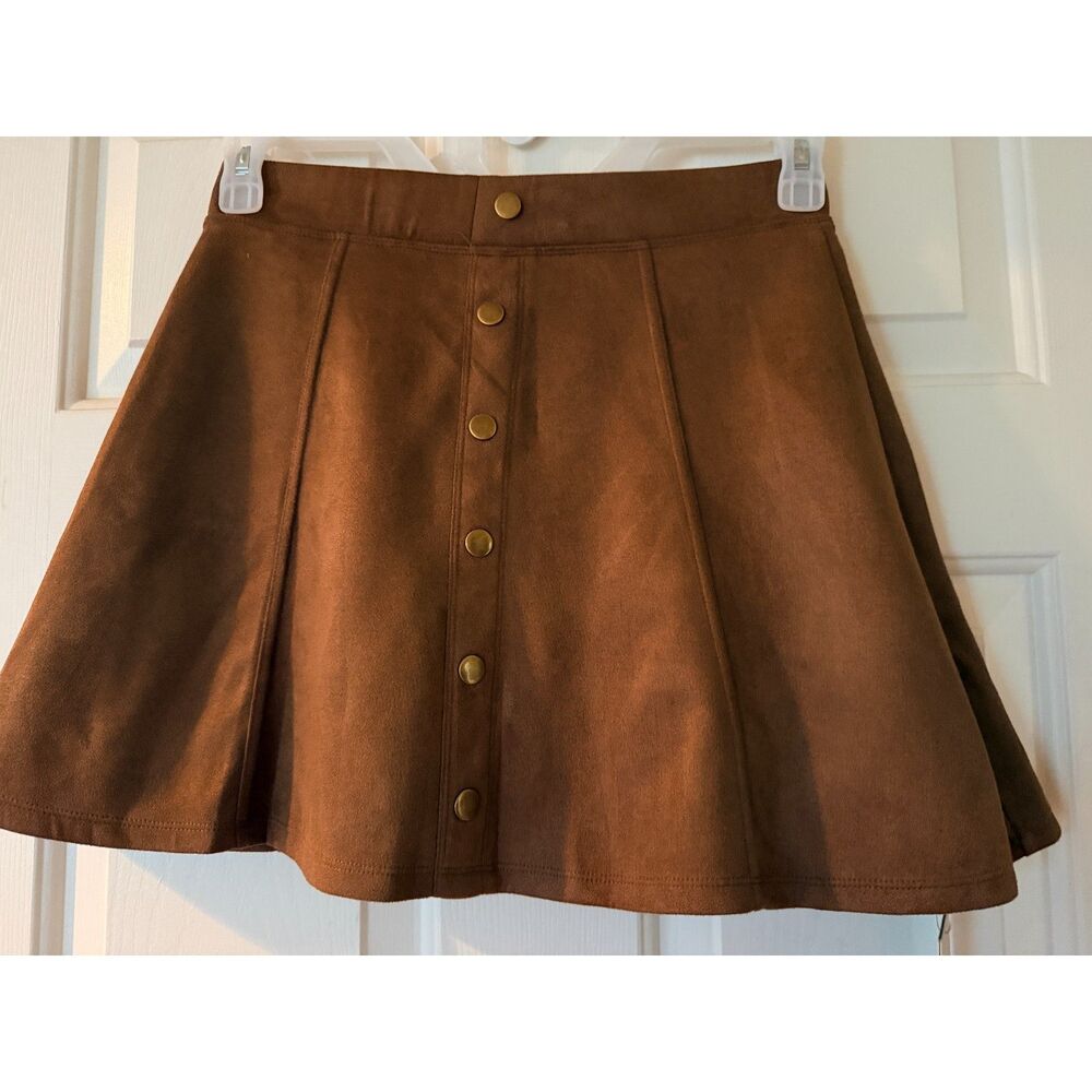 199.Halara Faux Suede Button Front Skort Brown Medium NWT